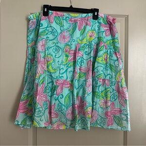 Lilly Pulitzer Skirt XL Pleated Floral Elastic Waist Festival Peasant Boho